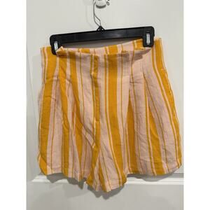 Ann Taylor Shorts High Rise Orange Pink Pinstripes Lined 4” Womens